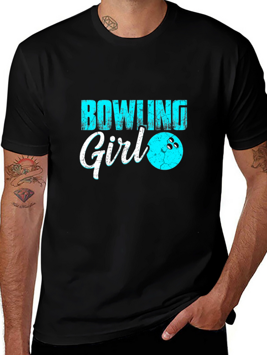 Bowling Girl Black T-Shirt Graphic Tee
