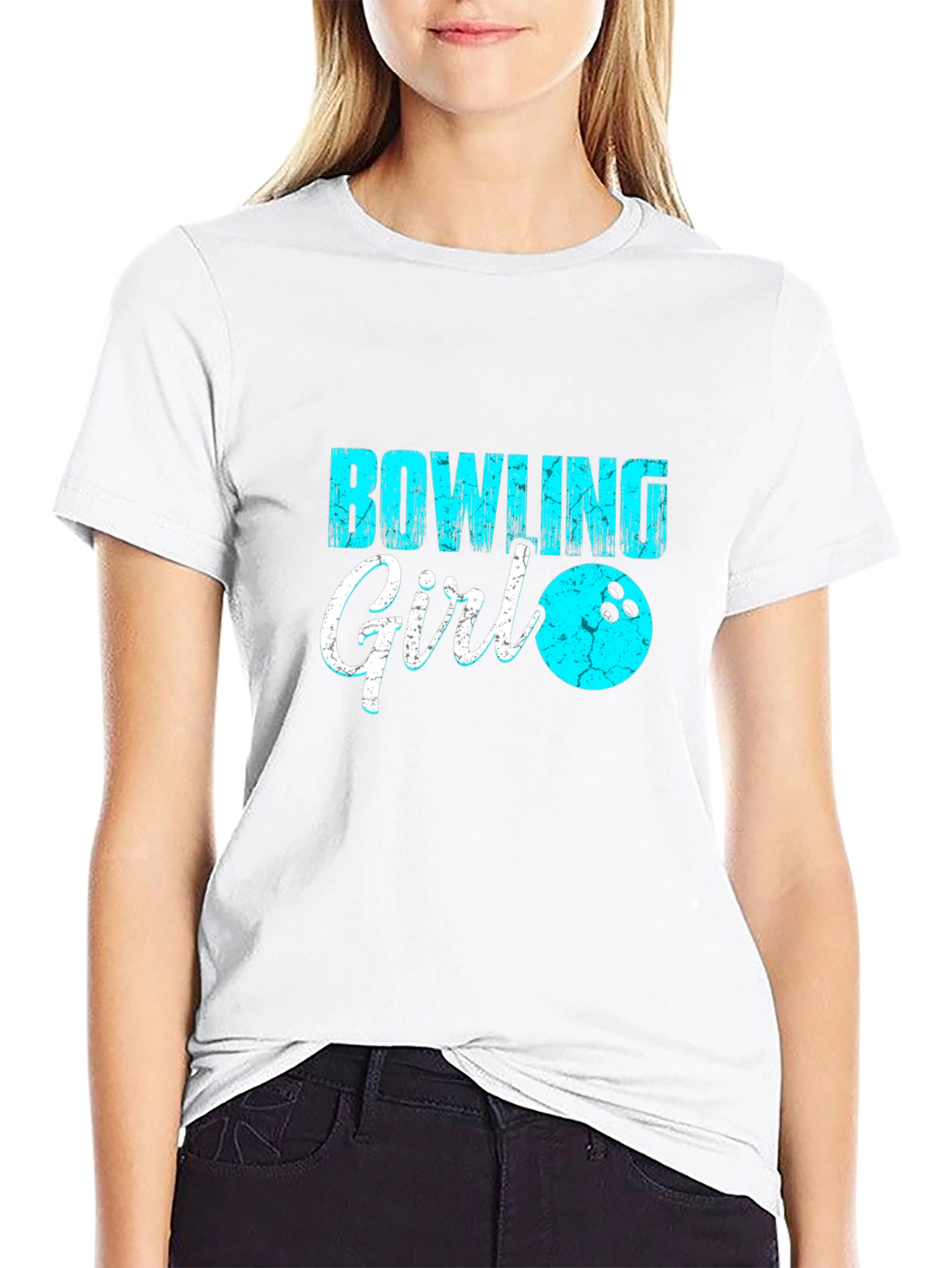 Bowling Girl Black T-Shirt Graphic Tee