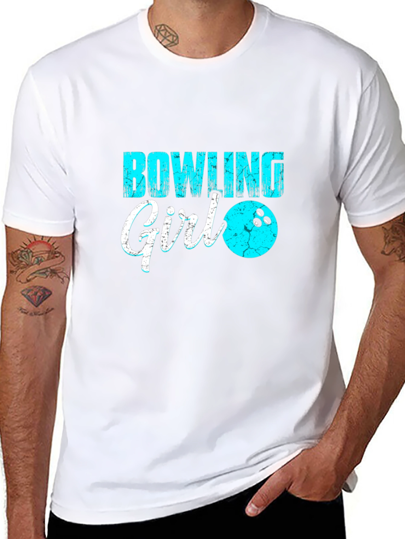 Bowling Girl Black T-Shirt Graphic Tee