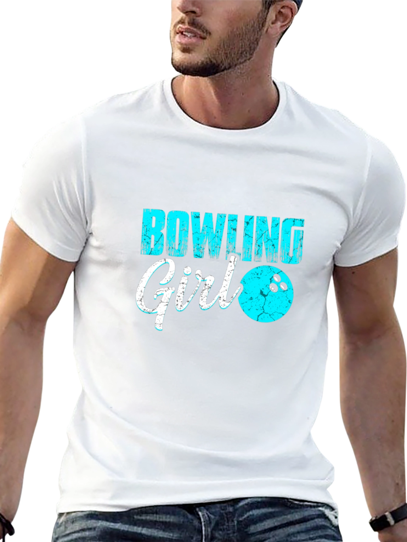 Bowling Girl Black T-Shirt Graphic Tee