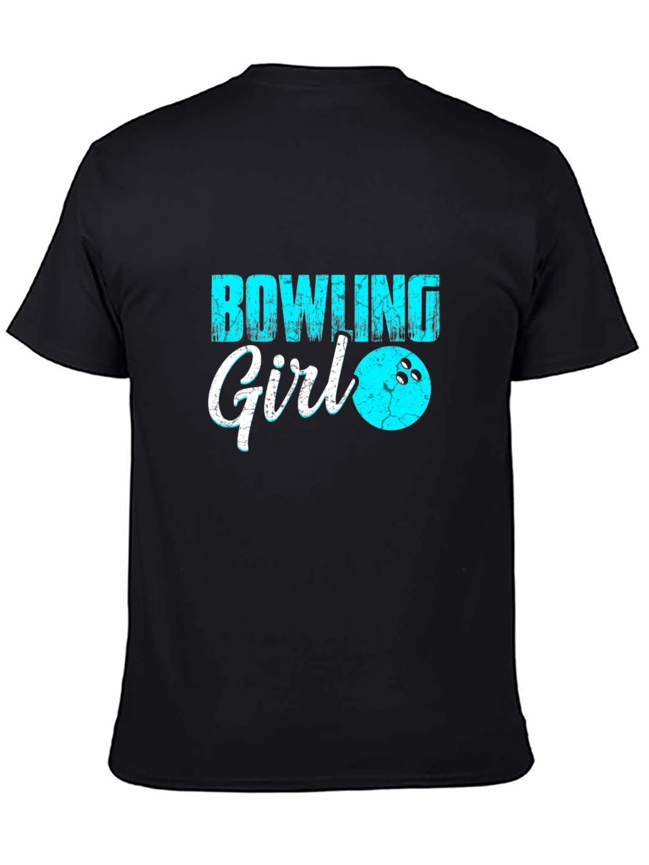 Bowling Girl Black T-Shirt Graphic Tee