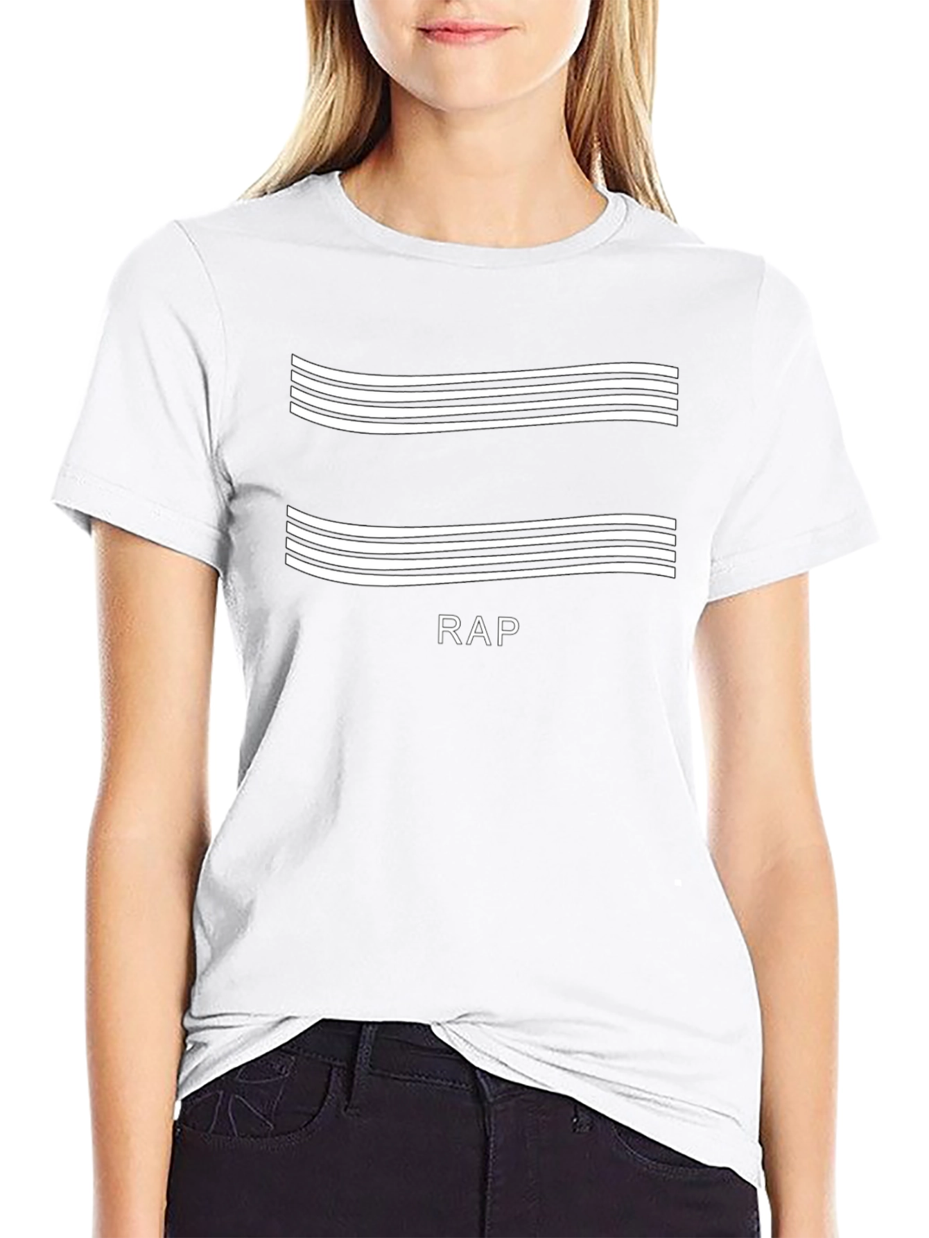 Rap Music T-Shirt - Striped Design Black Tee