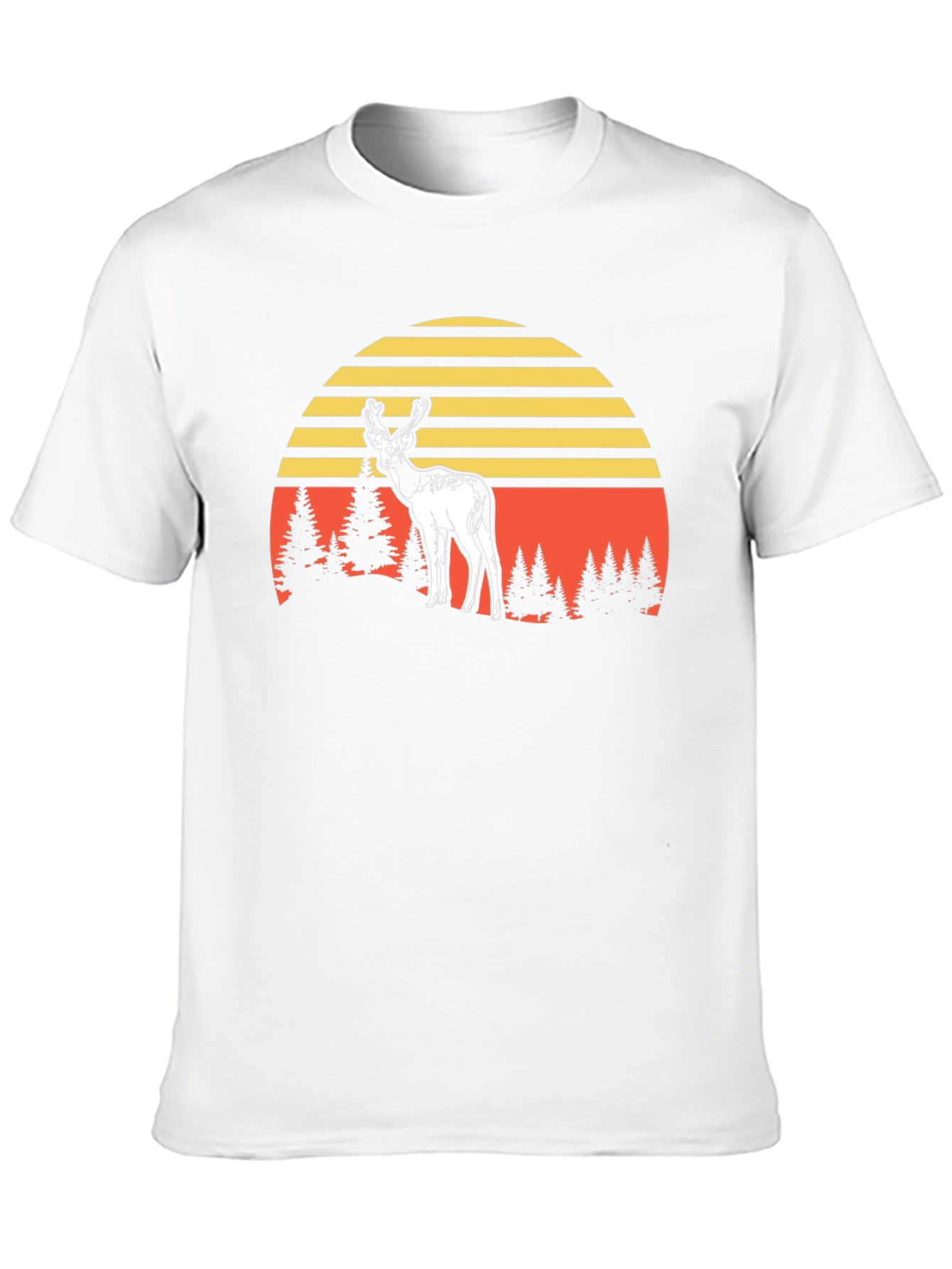 Deer Sunset Graphic Tee - Black Cotton Blend