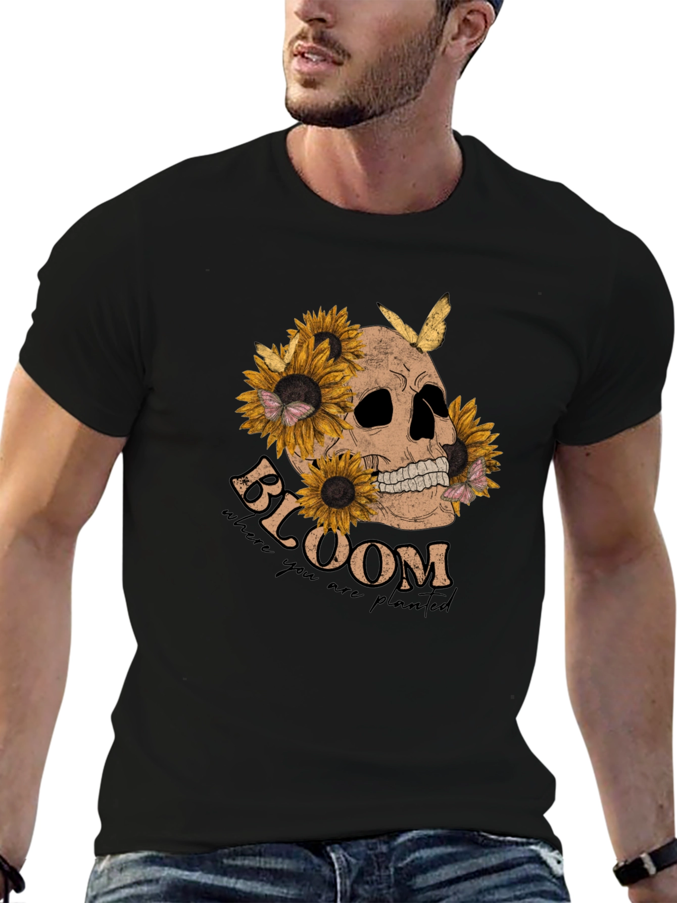 Skull & Sunflower Graphic T-Shirt