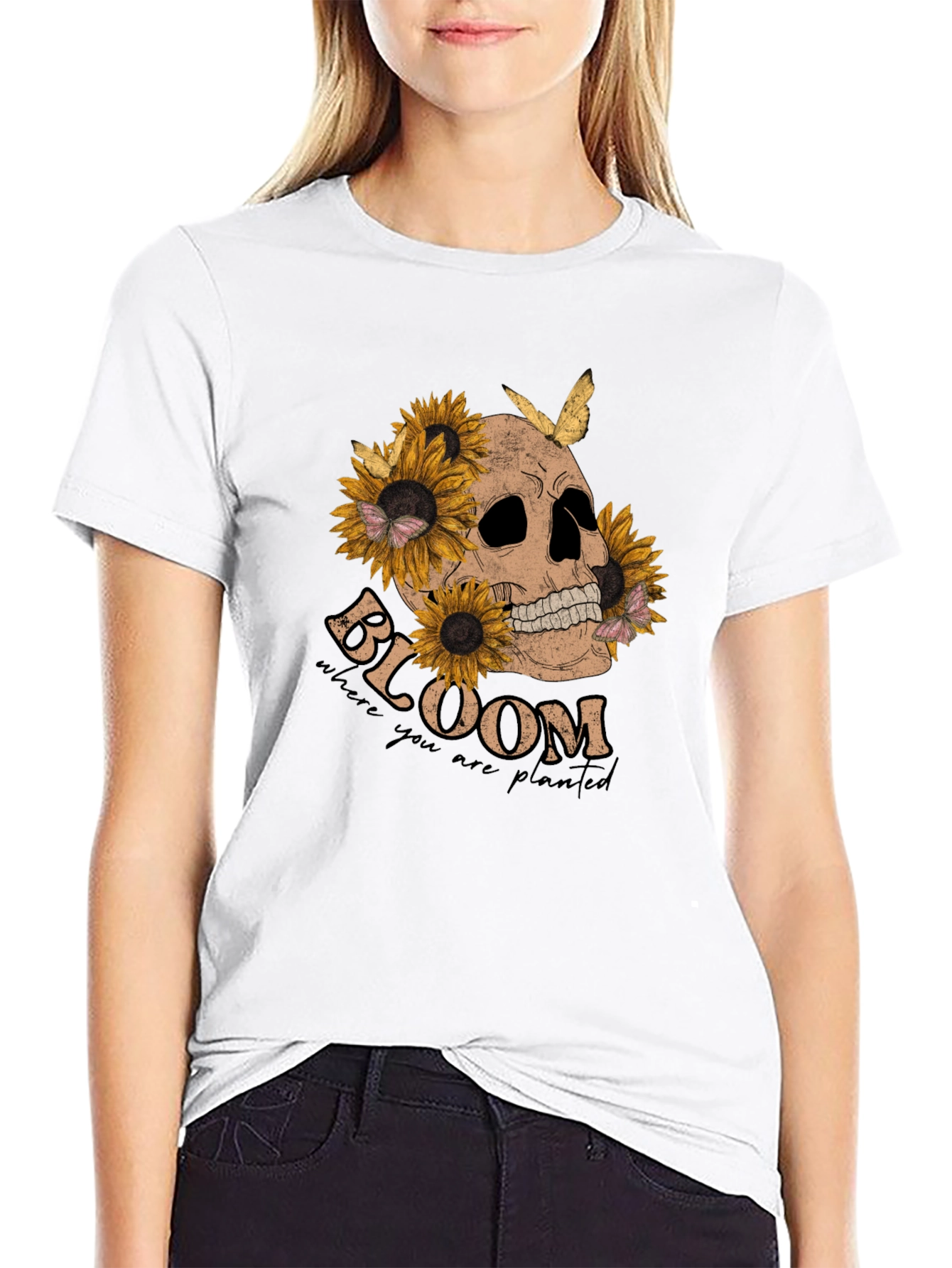 Skull & Sunflower Graphic T-Shirt