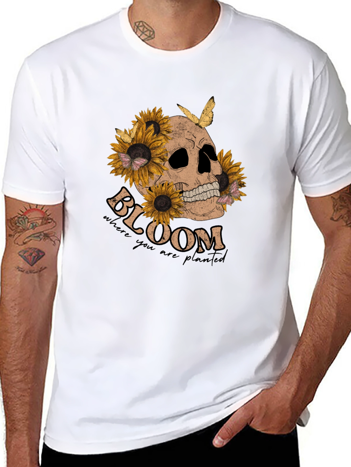 Skull & Sunflower Graphic T-Shirt