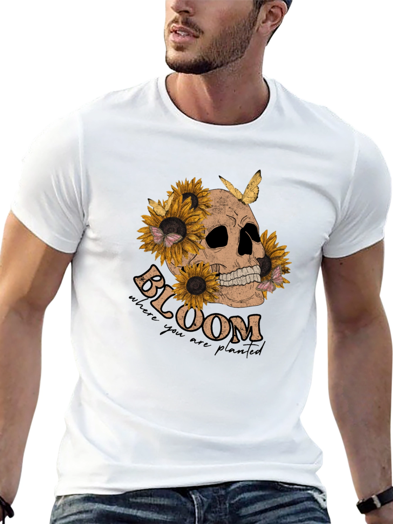 Skull & Sunflower Graphic T-Shirt