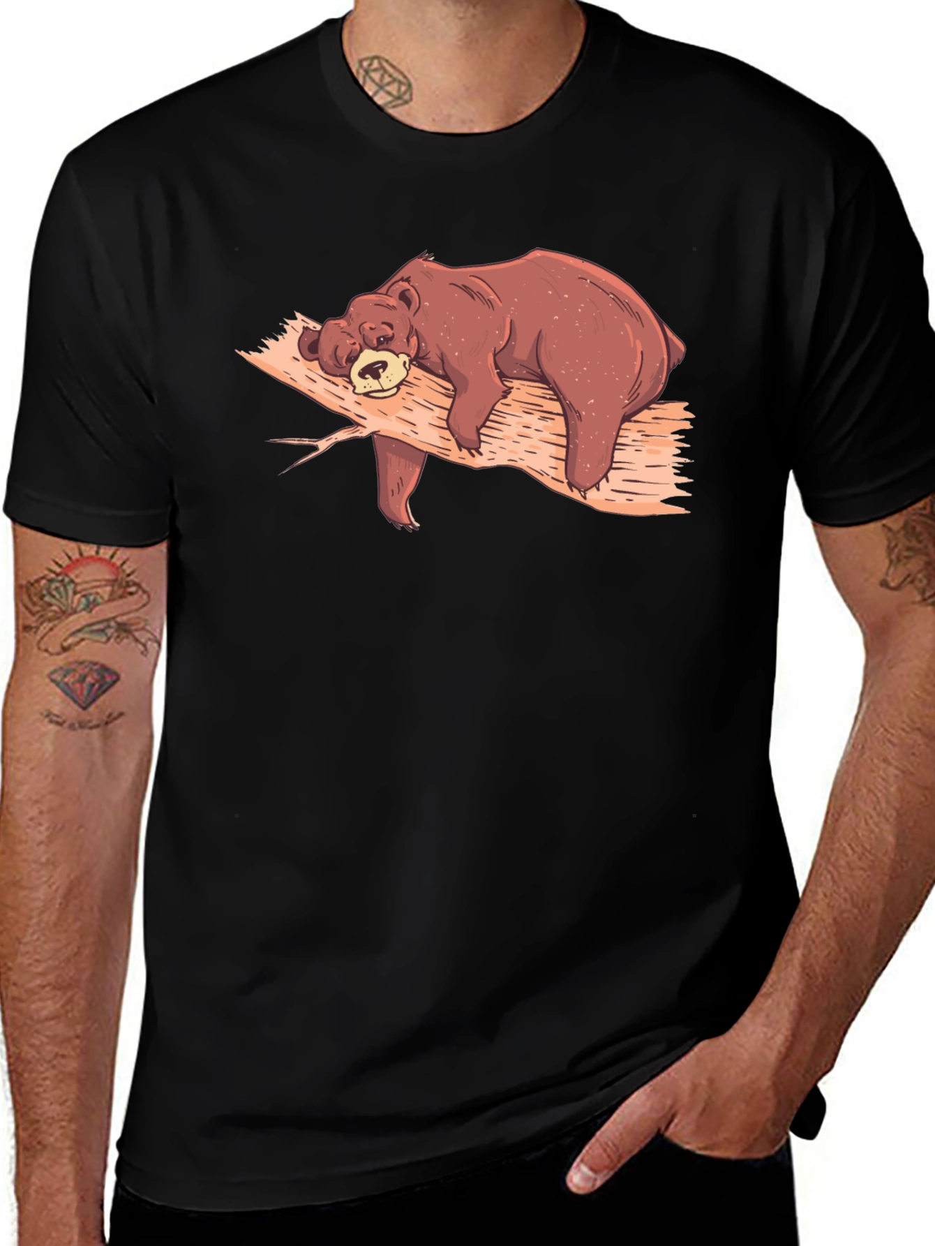 Lazy Bear Nap T-Shirt - Comfy Black Tee