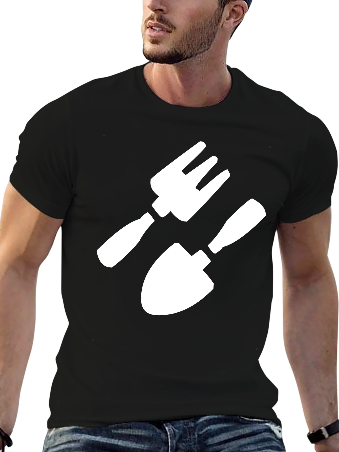 Gardening Tool Graphic T-Shirt - Black