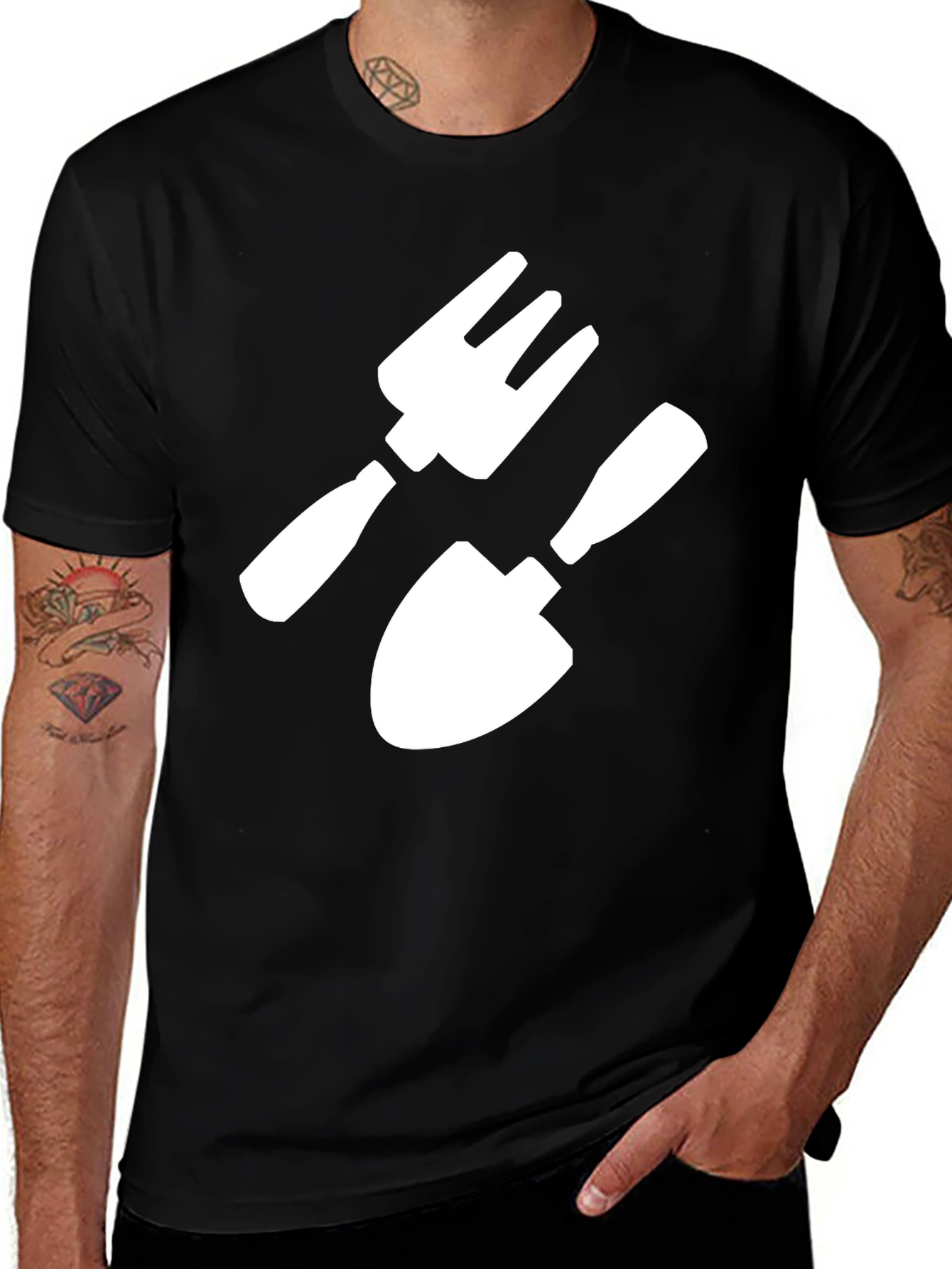 Gardening Tool Graphic T-Shirt - Black
