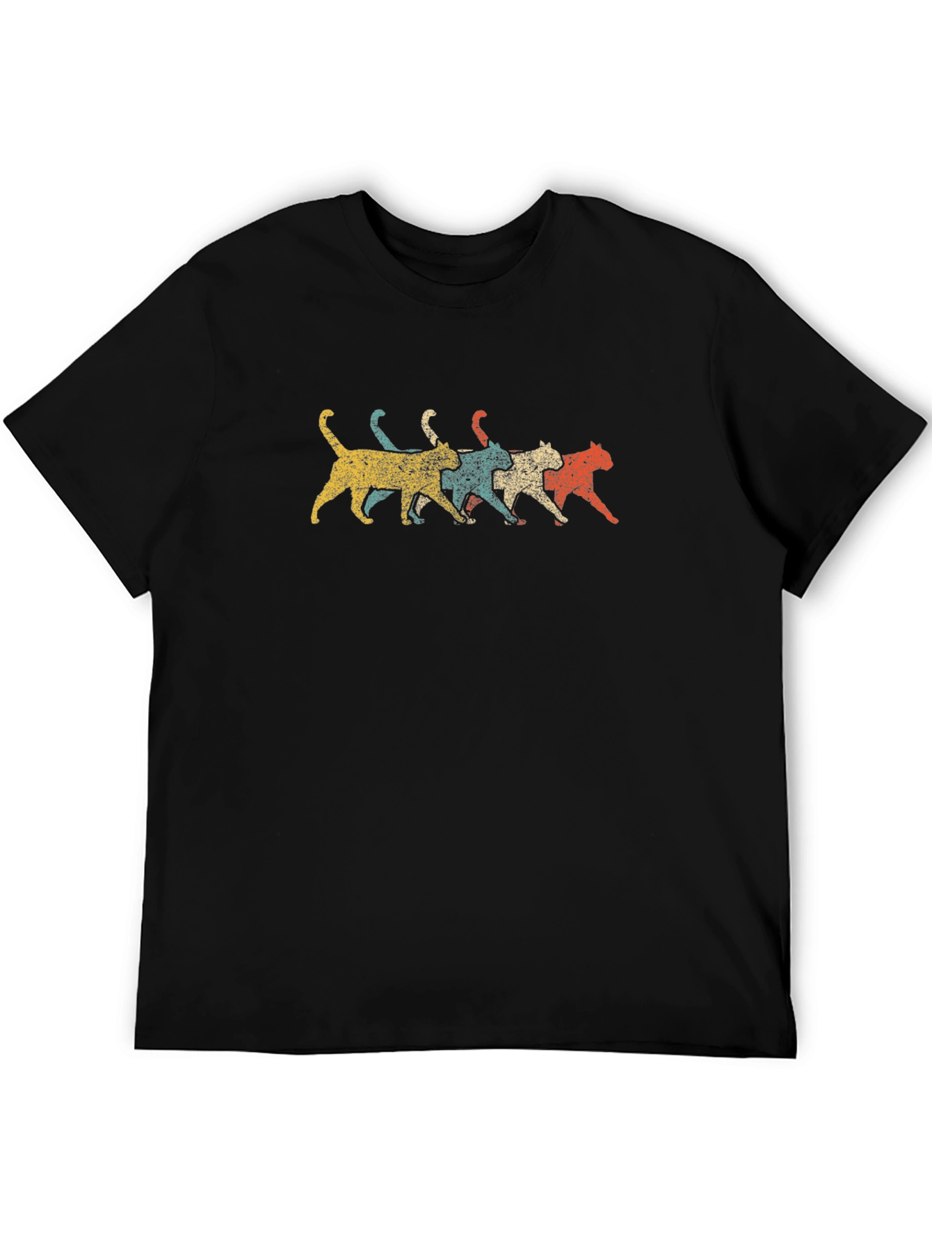 Retro Cats Graphic T-Shirt - Black