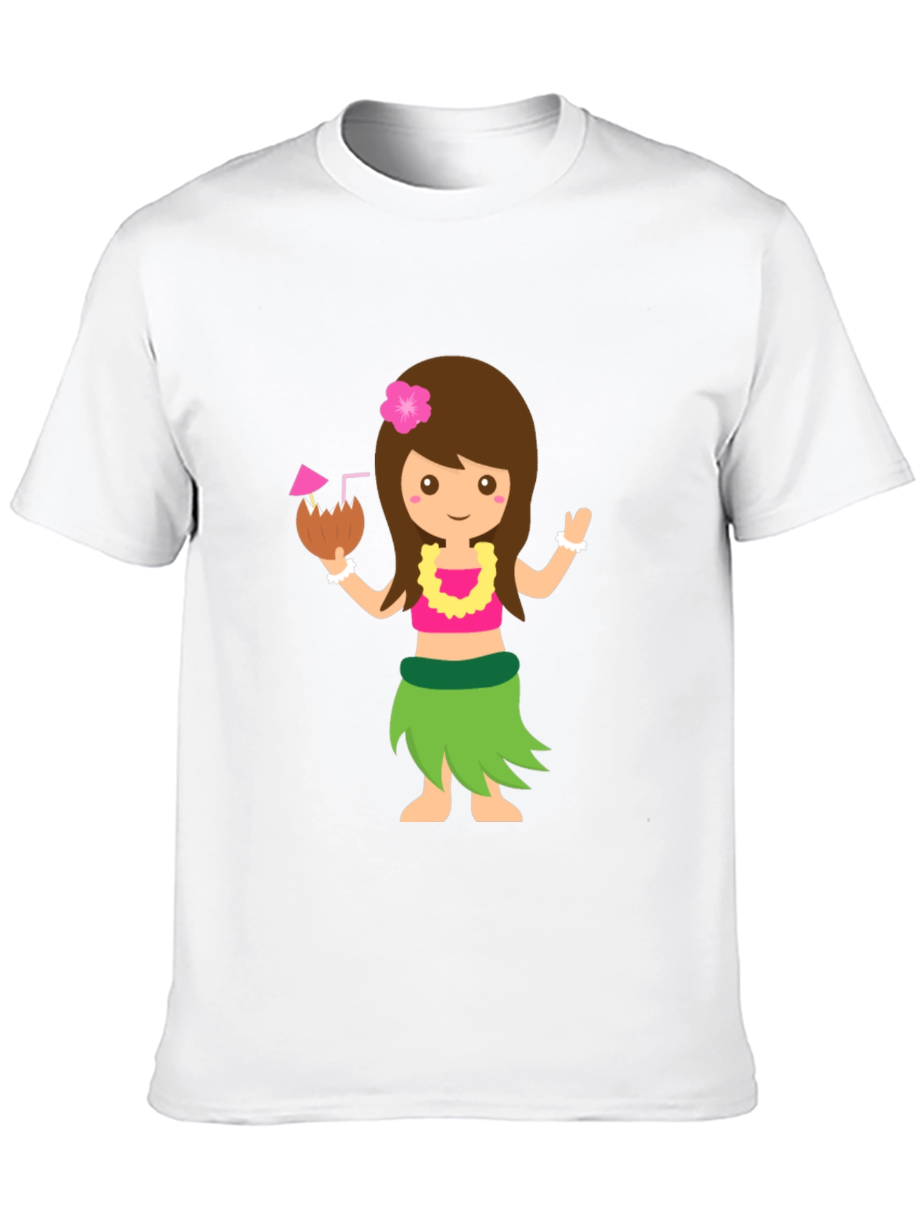Tropical Hula Girl Graphic Tee - Black