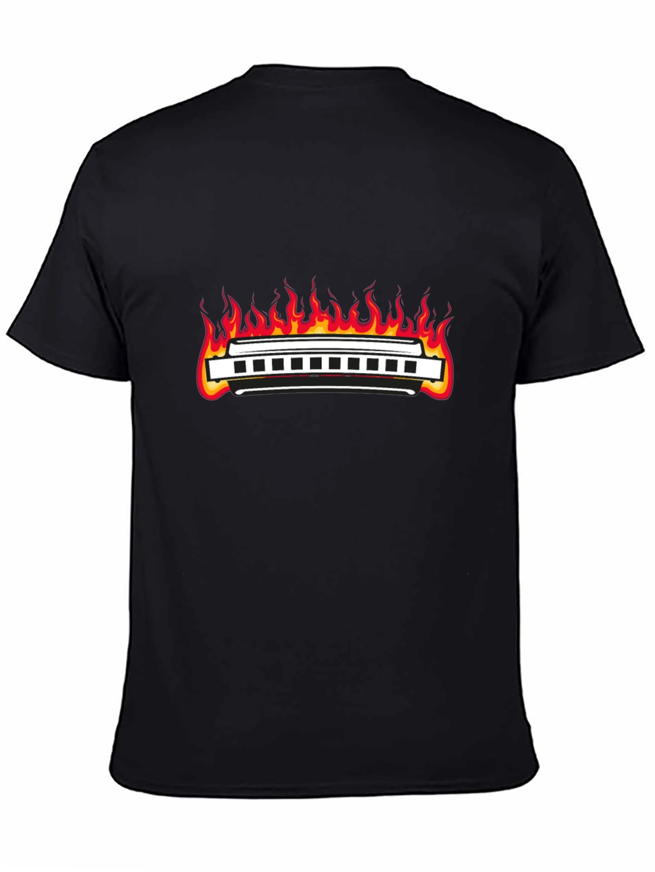 Harmonica On Fire Graphic T-Shirt