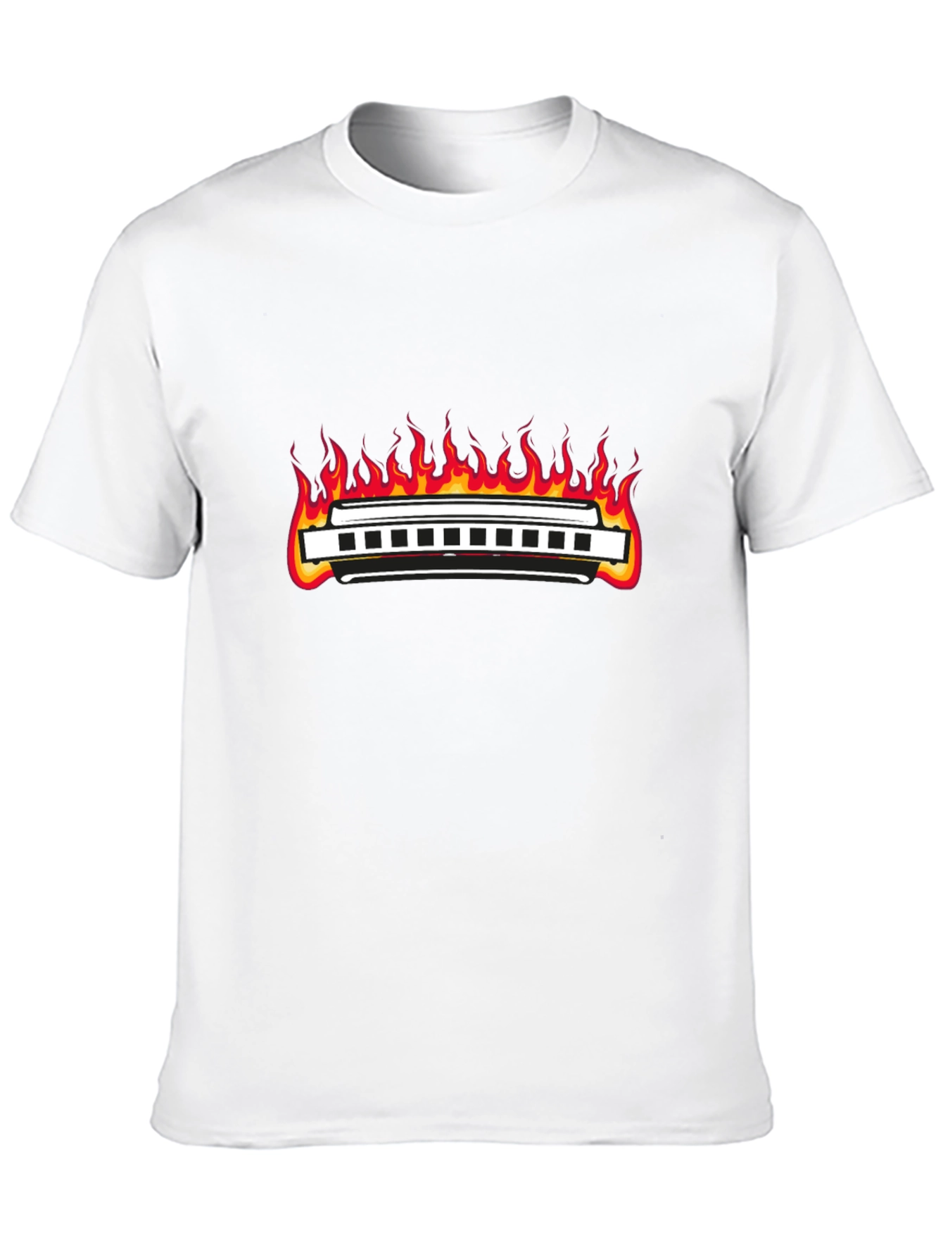Harmonica On Fire Graphic T-Shirt