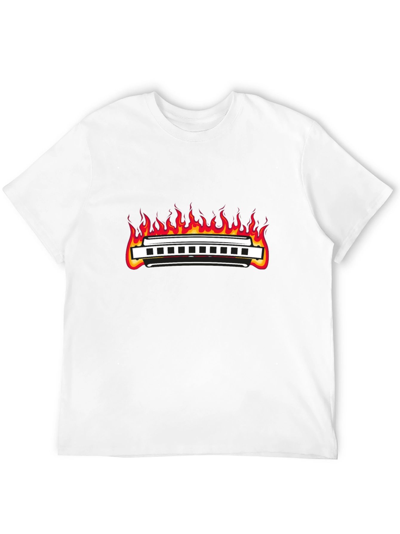 Harmonica On Fire Graphic T-Shirt