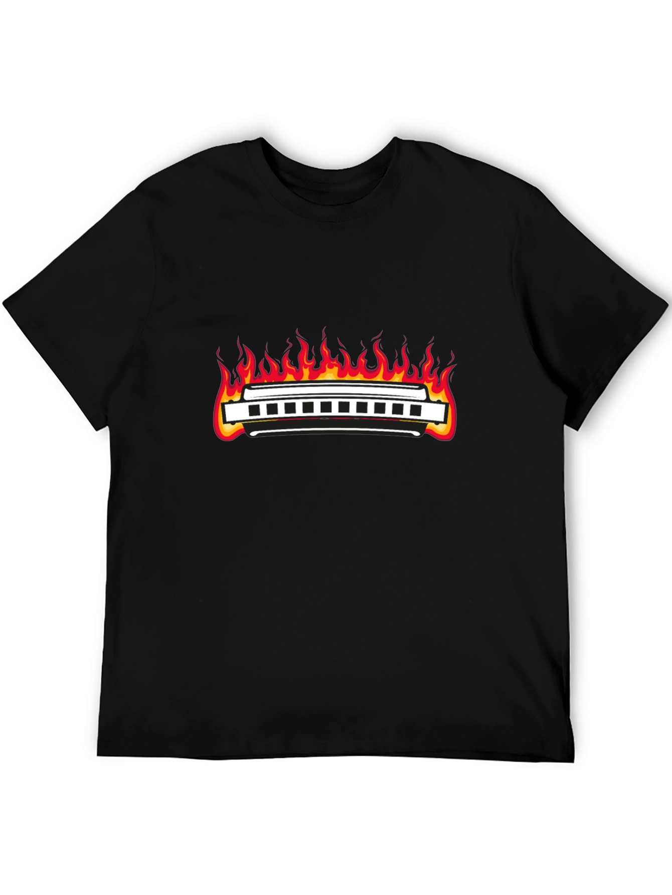 Harmonica On Fire Graphic T-Shirt