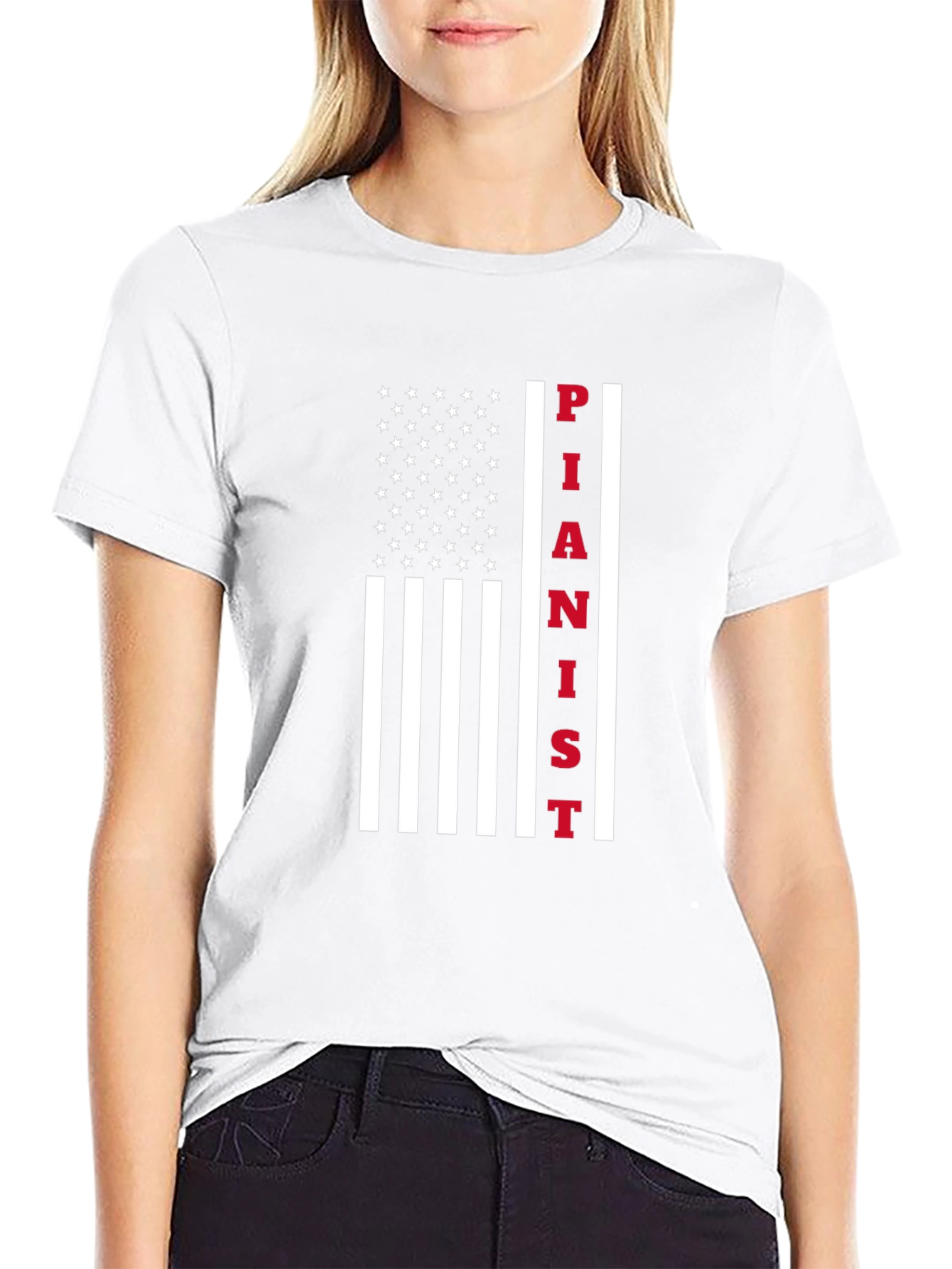 Pianist American Flag Graphic T-Shirt