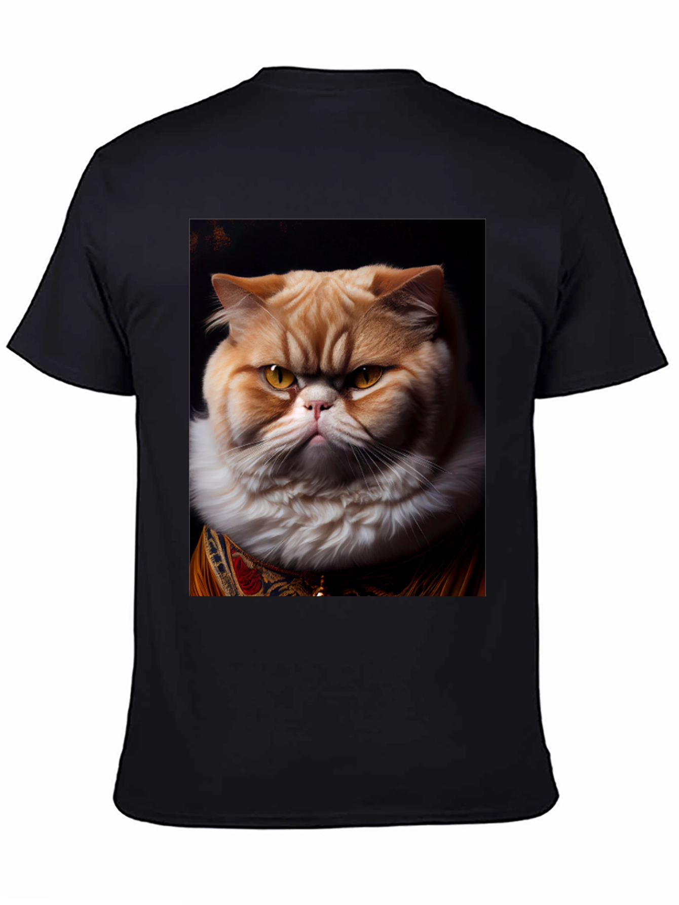 Regal Cat Portrait Black T-Shirt