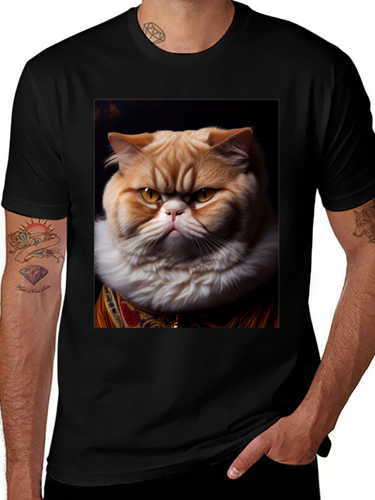 Regal Cat Portrait Black T-Shirt