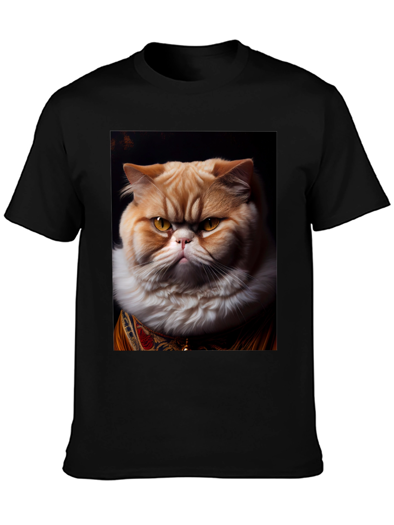 Regal Cat Portrait Black T-Shirt