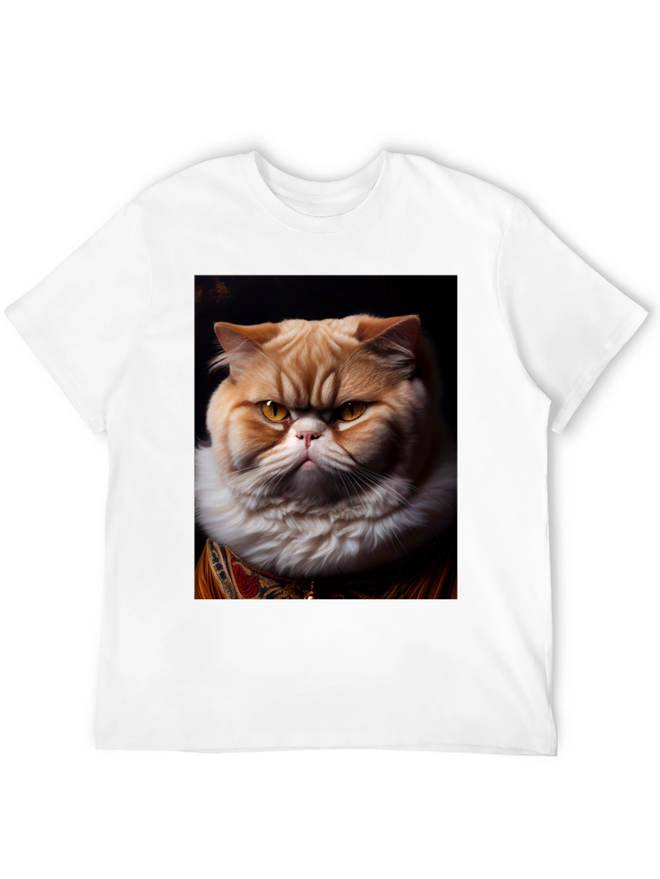Regal Cat Portrait Black T-Shirt