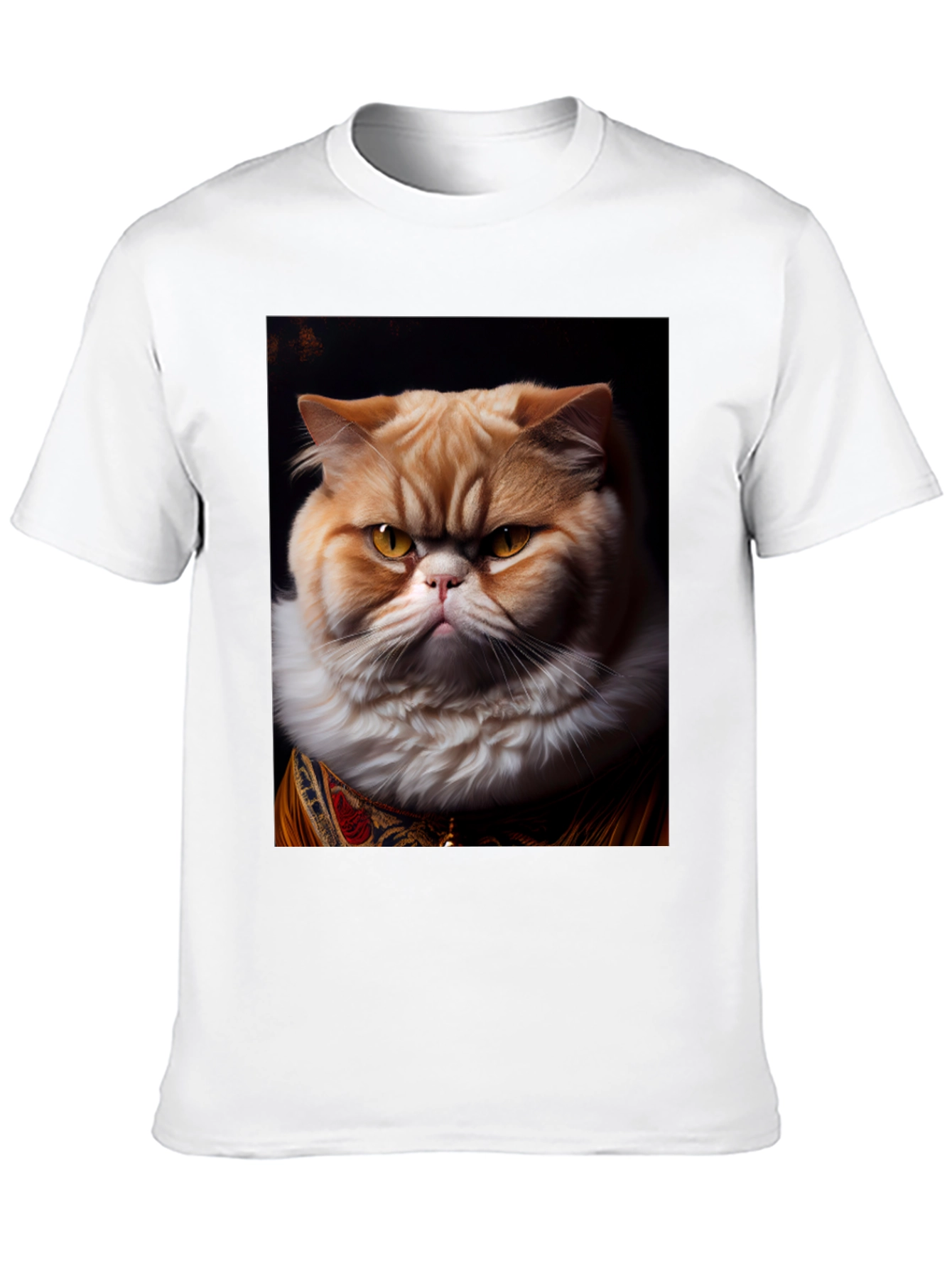 Regal Cat Portrait Black T-Shirt