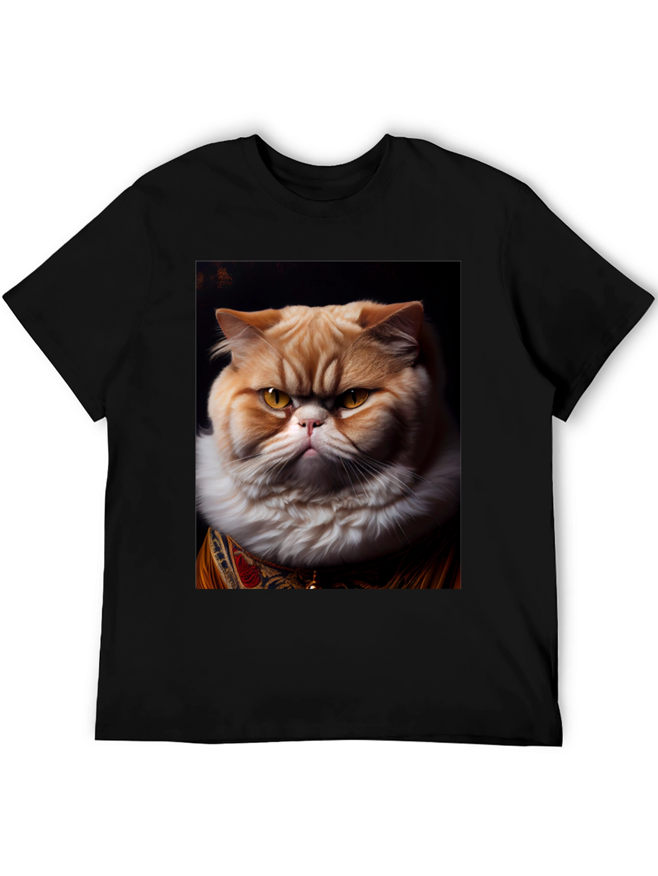 Regal Cat Portrait Black T-Shirt