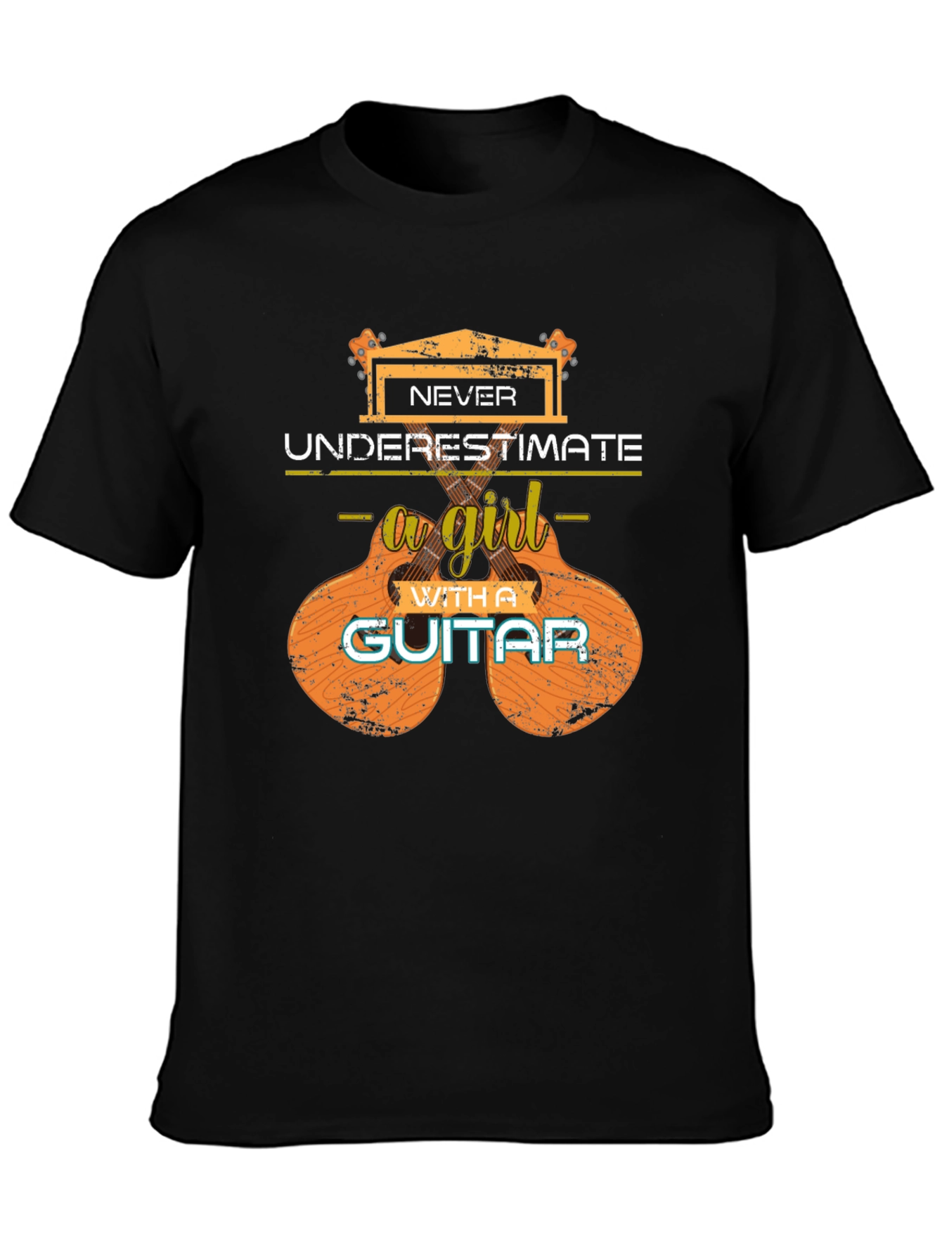 Never Underestimate a Girl Guitar T-Shirt