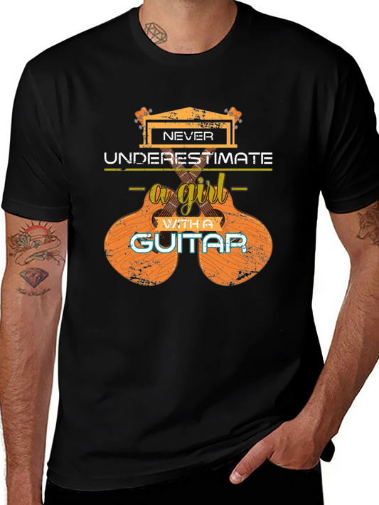 Never Underestimate a Girl Guitar T-Shirt