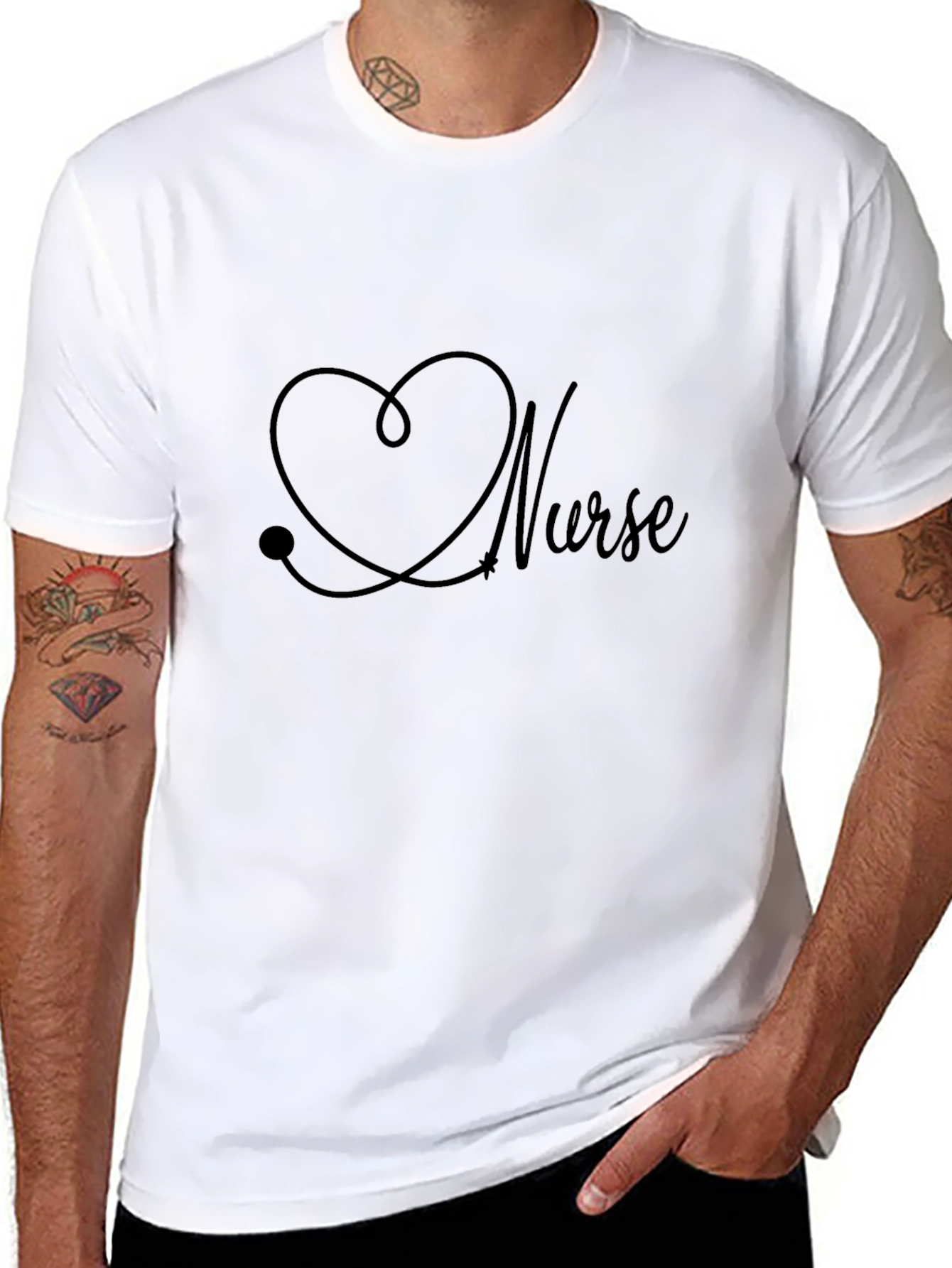 Nurse Heartbeat Stethoscope Graphic Tee - Black