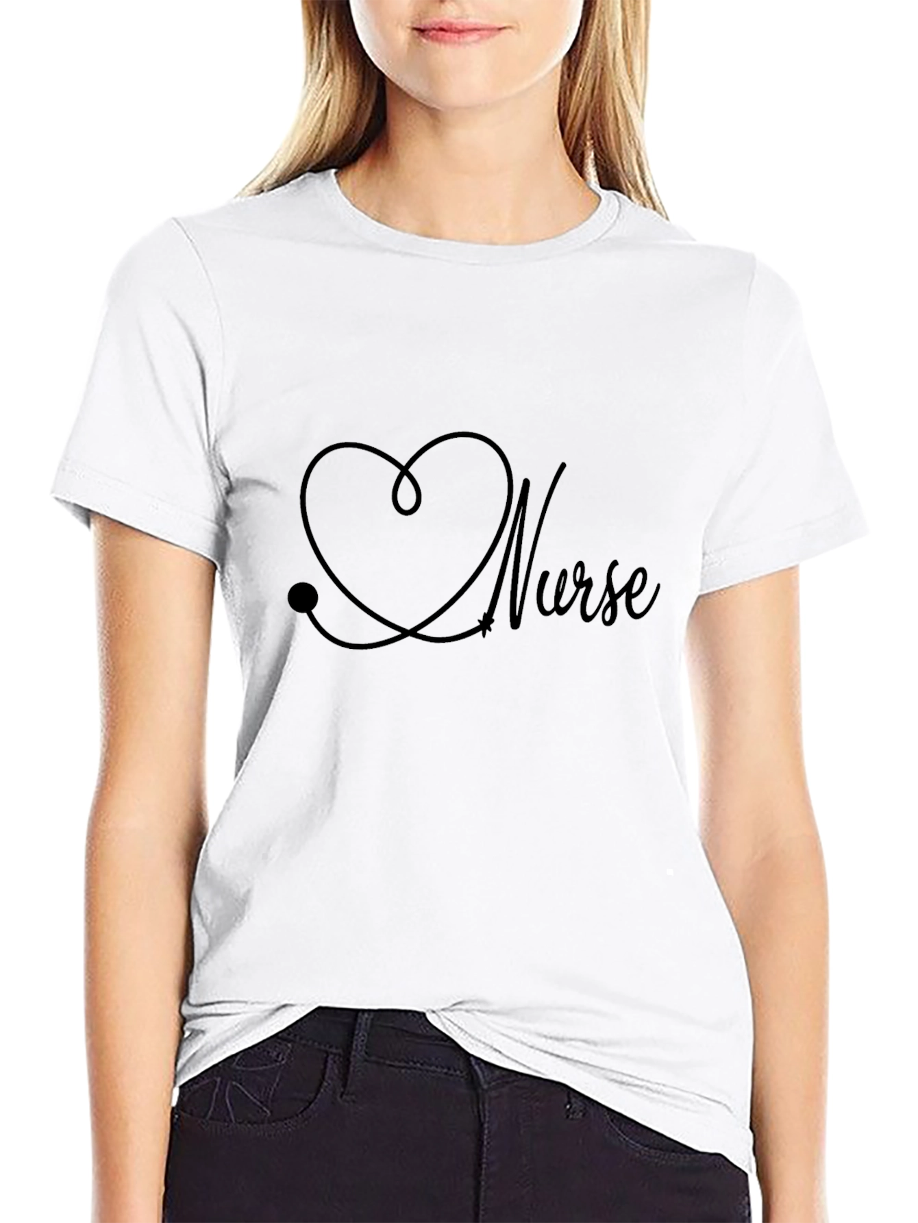 Nurse Heartbeat Stethoscope Graphic Tee - Black
