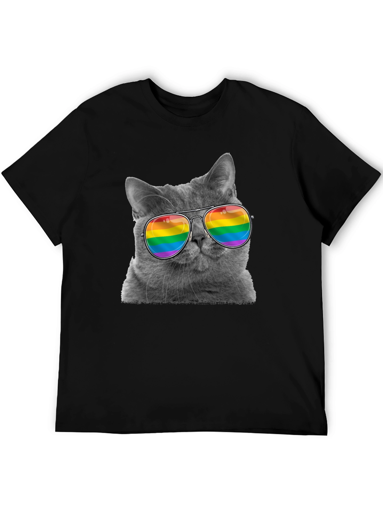 Cool Cat LGBT Pride Rainbow Sunglasses T-Shirt