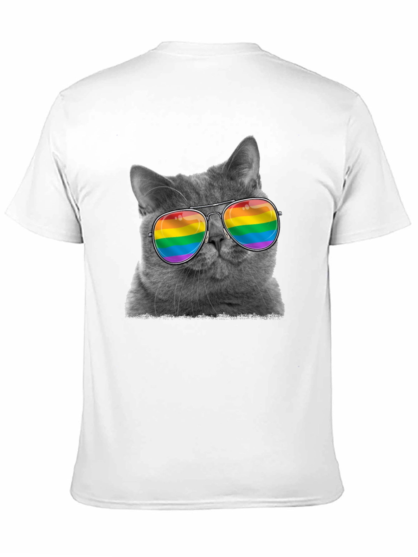 Cool Cat LGBT Pride Rainbow Sunglasses T-Shirt