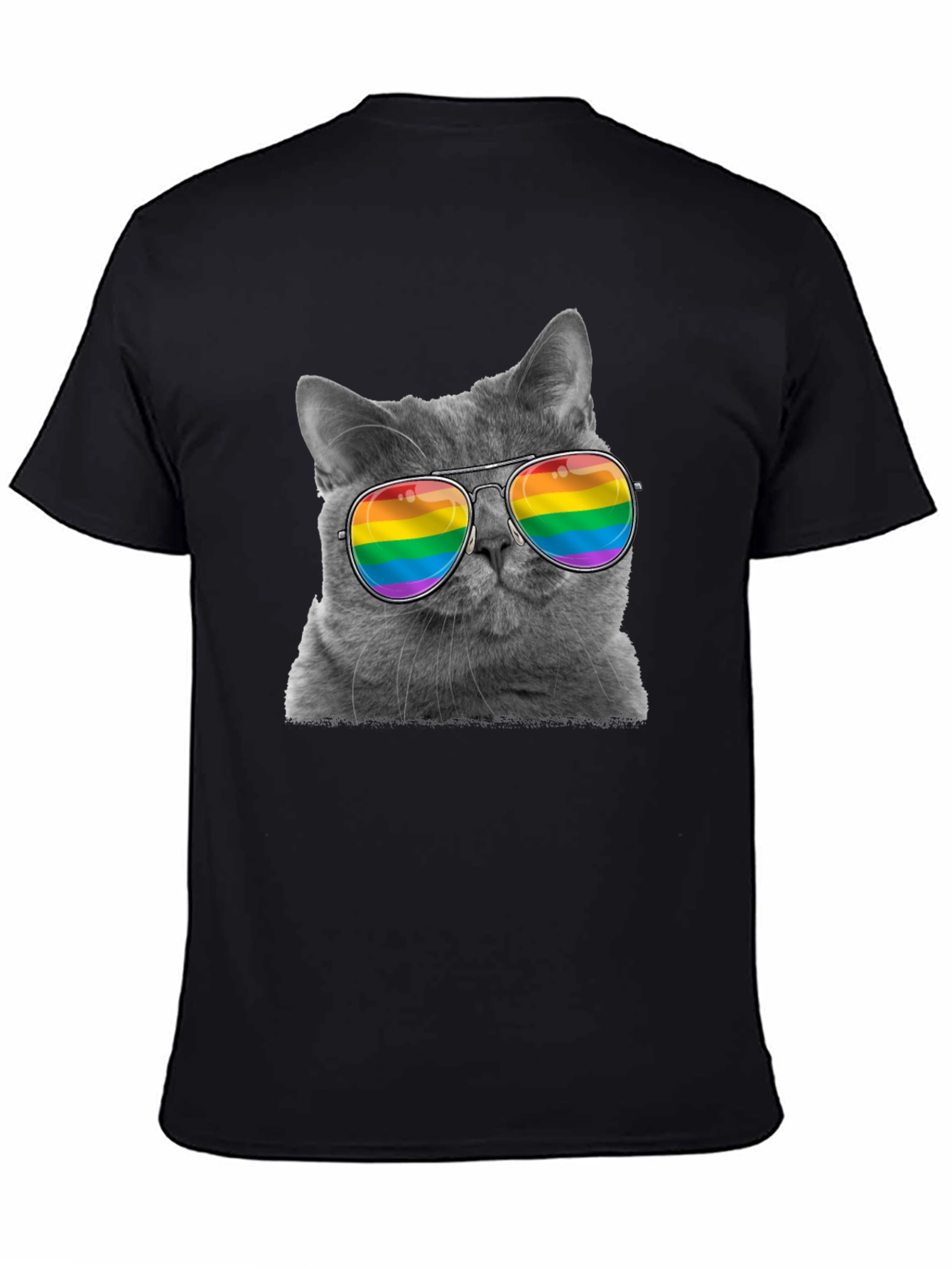 Cool Cat LGBT Pride Rainbow Sunglasses T-Shirt