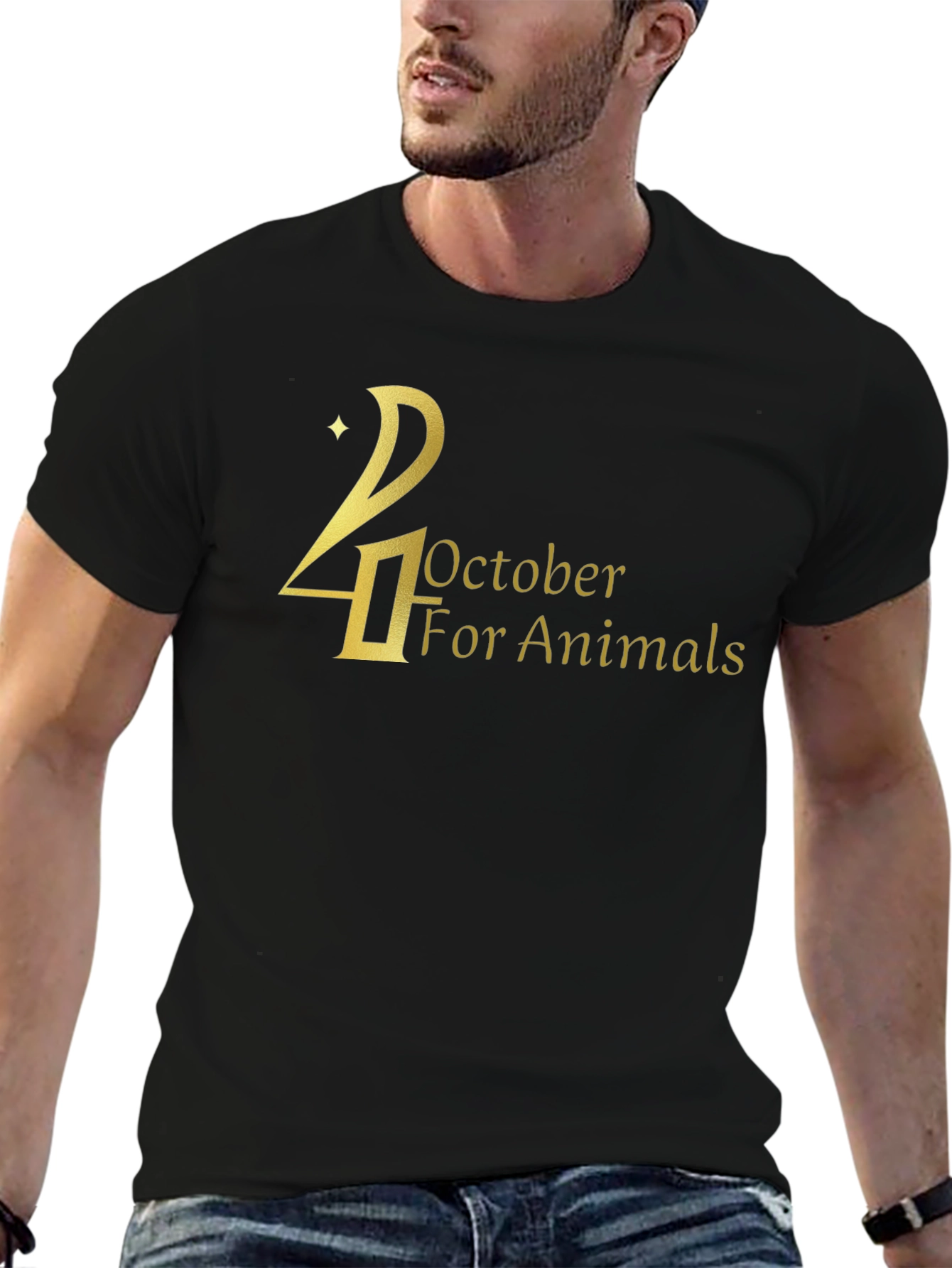 24 October For Animals Black T-Shirt