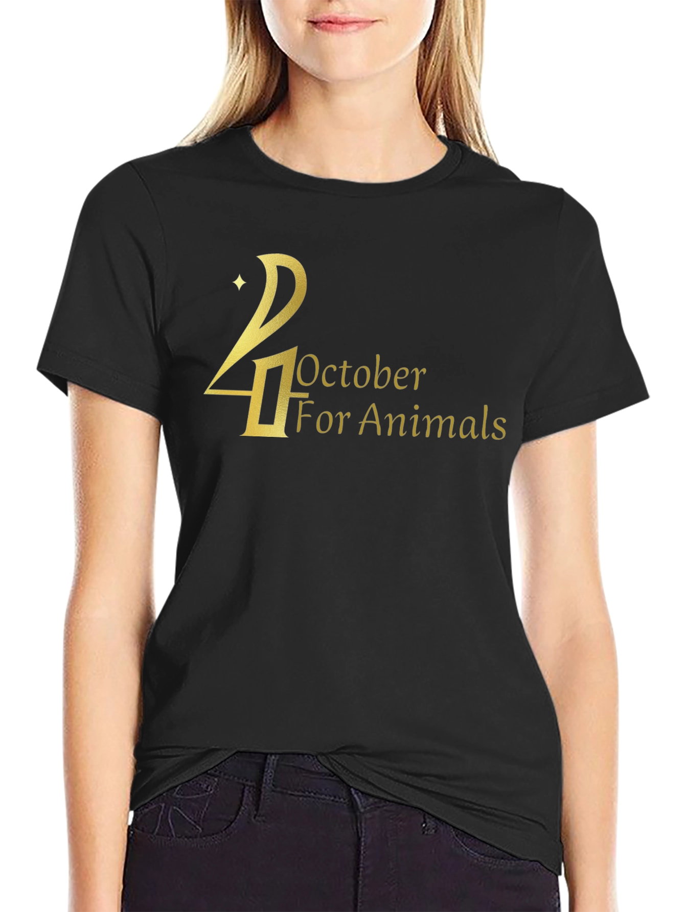 24 October For Animals Black T-Shirt