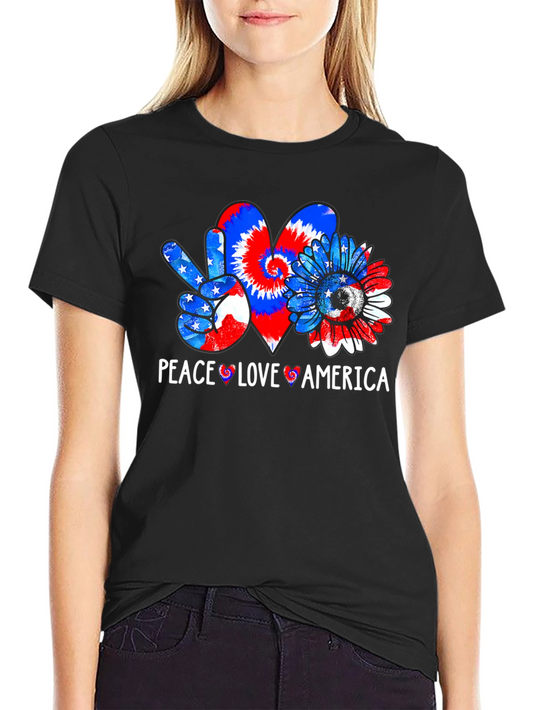 Patriotic Peace Love America Graphic Tee