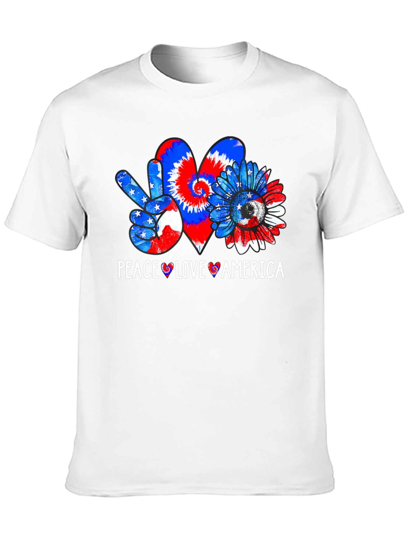 Patriotic Peace Love America Graphic Tee