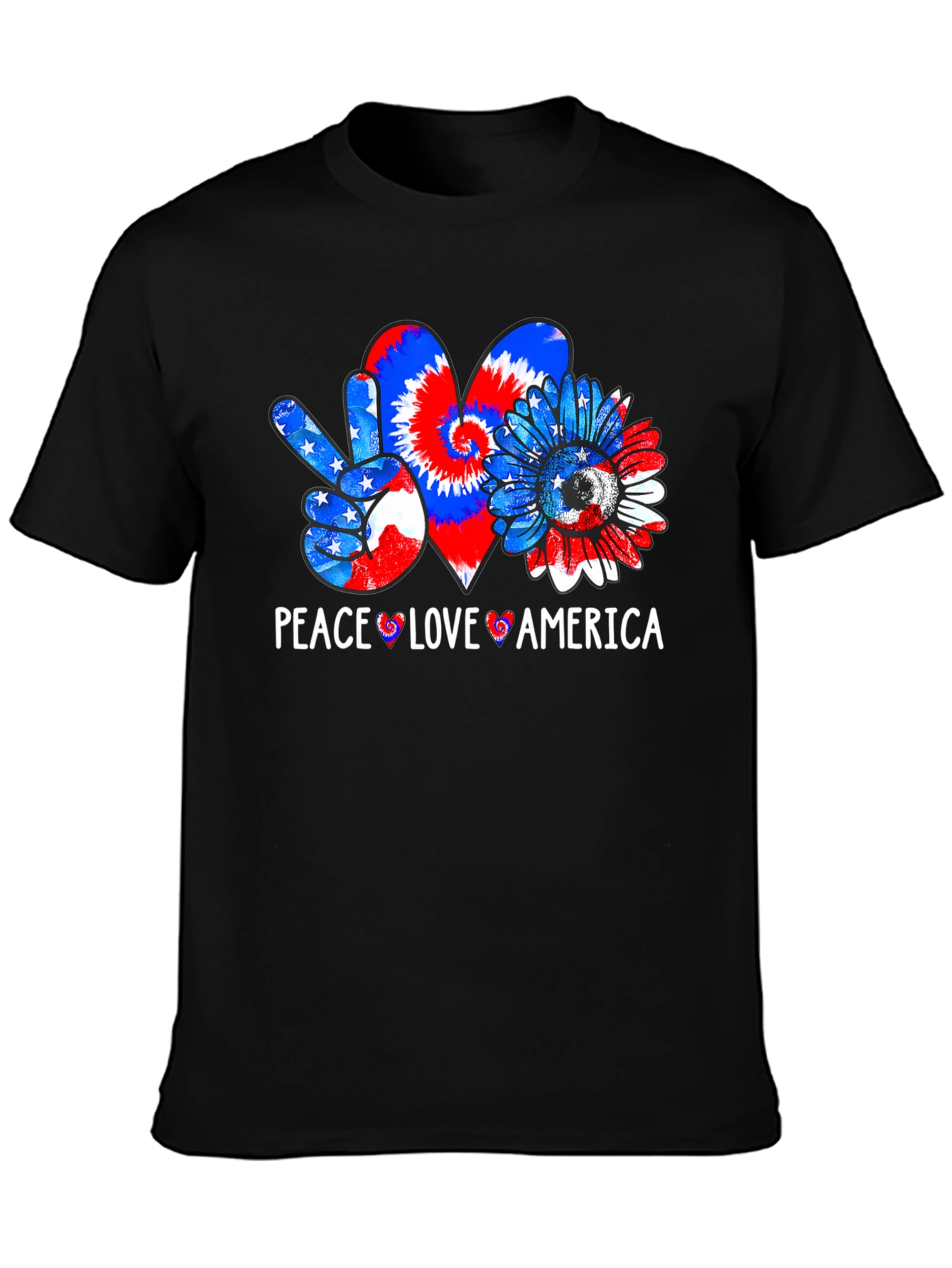 Patriotic Peace Love America Graphic Tee