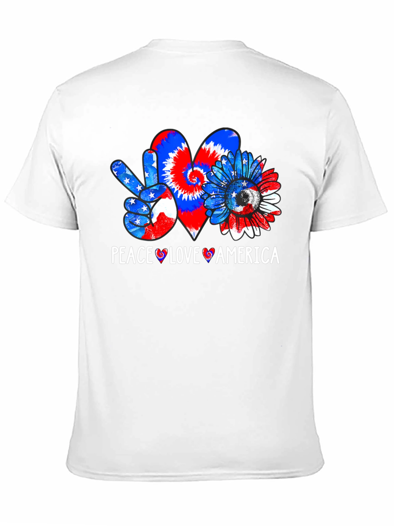Patriotic Peace Love America Graphic Tee