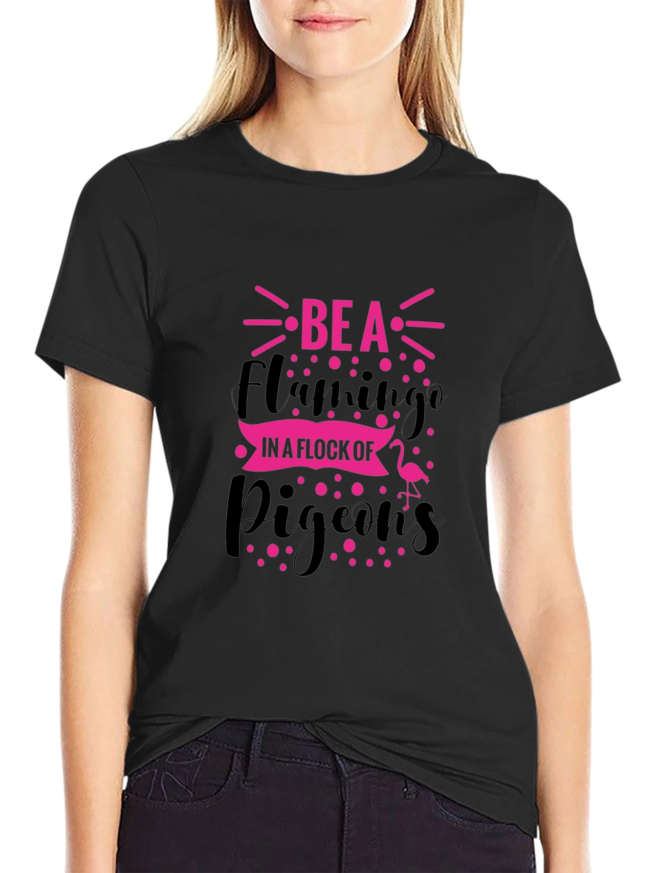 Be A Flamingo Graphic Tee - Black