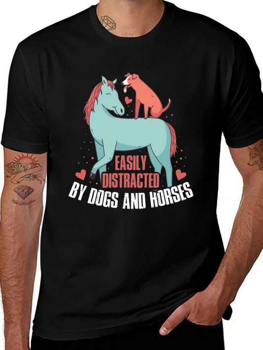 Easily Distracted By Dogs & Horses Graphic Tee