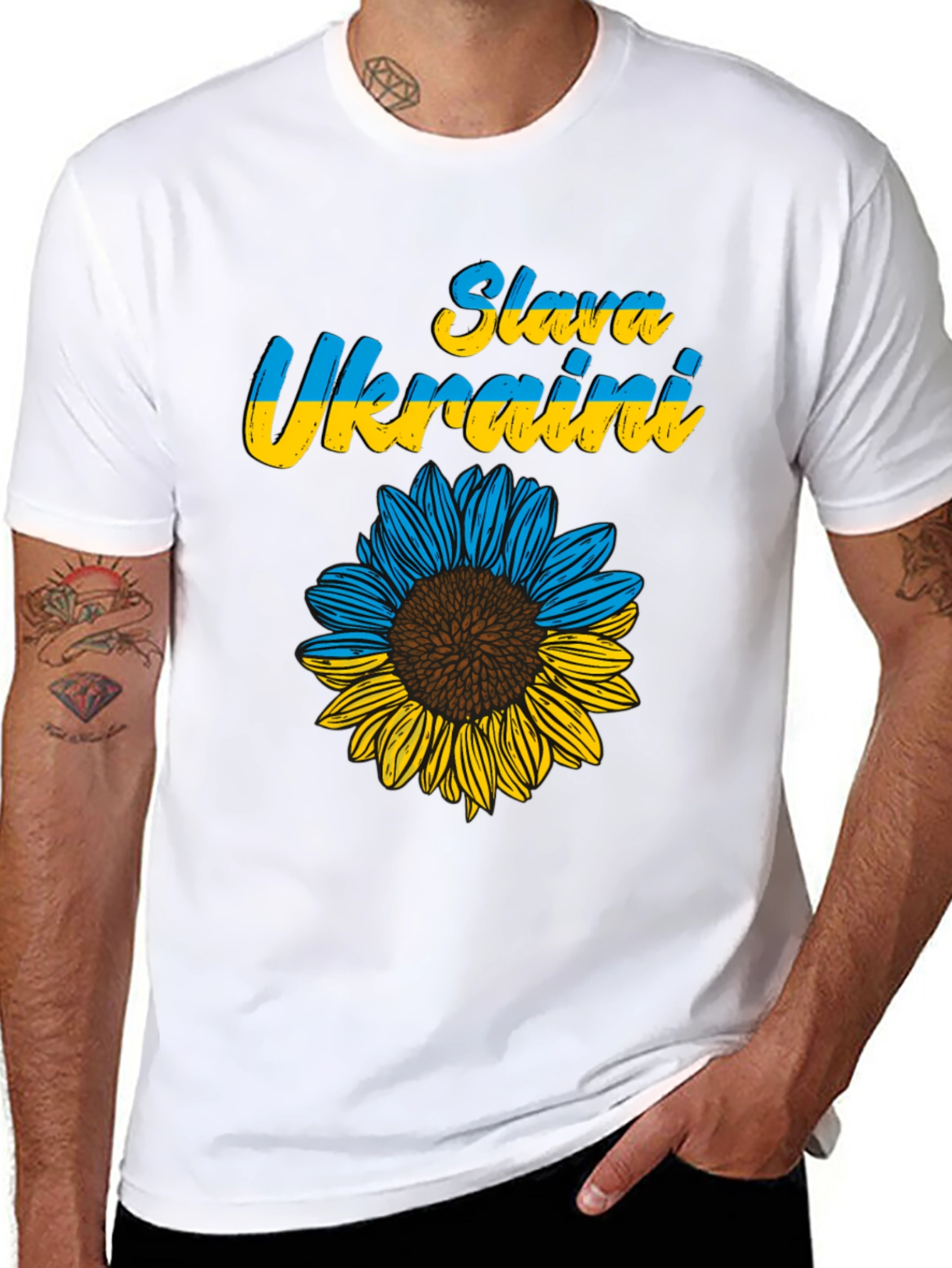 Slava Ukraini Sunflower Graphic T-Shirt