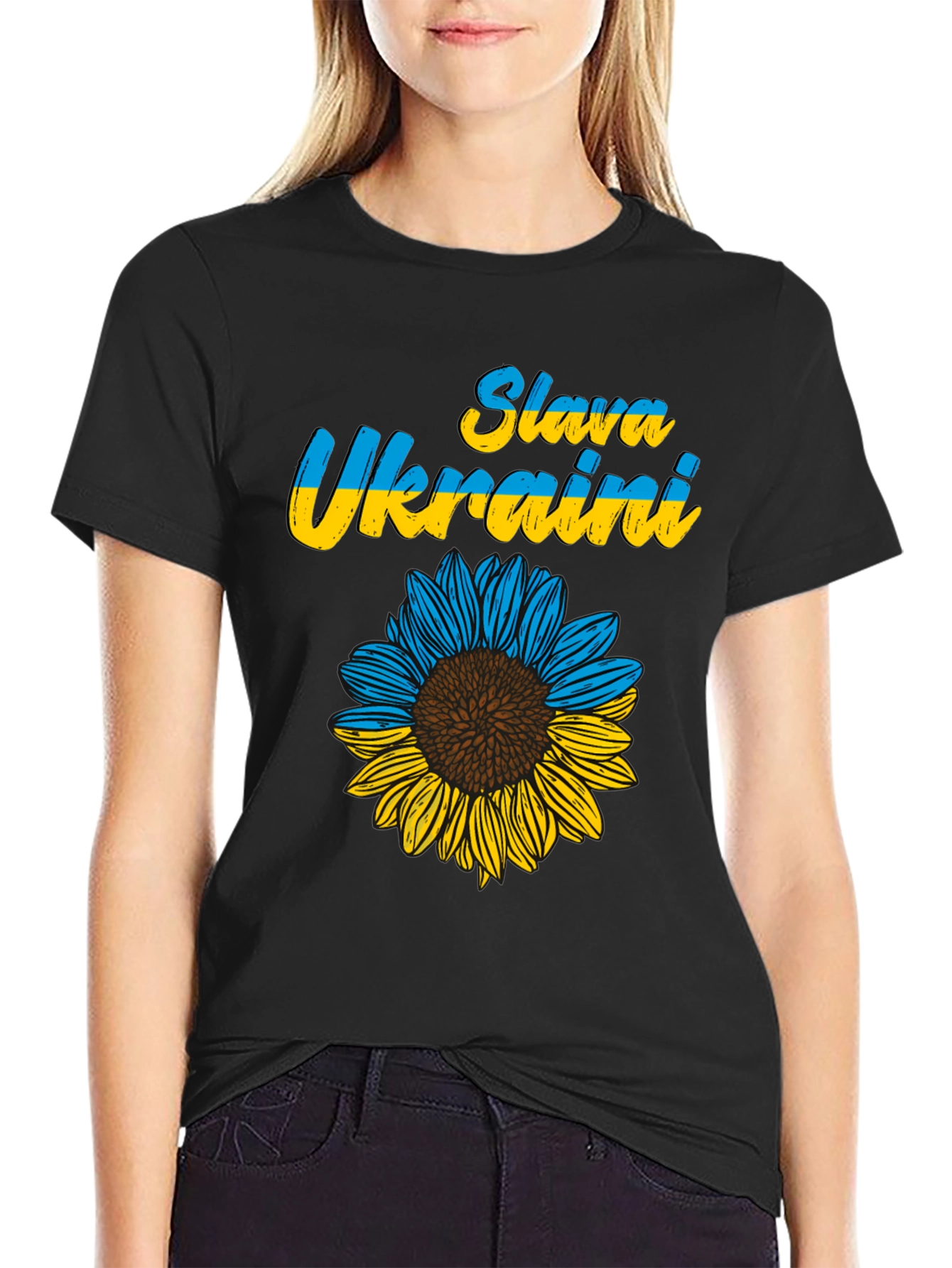 Slava Ukraini Sunflower Graphic T-Shirt