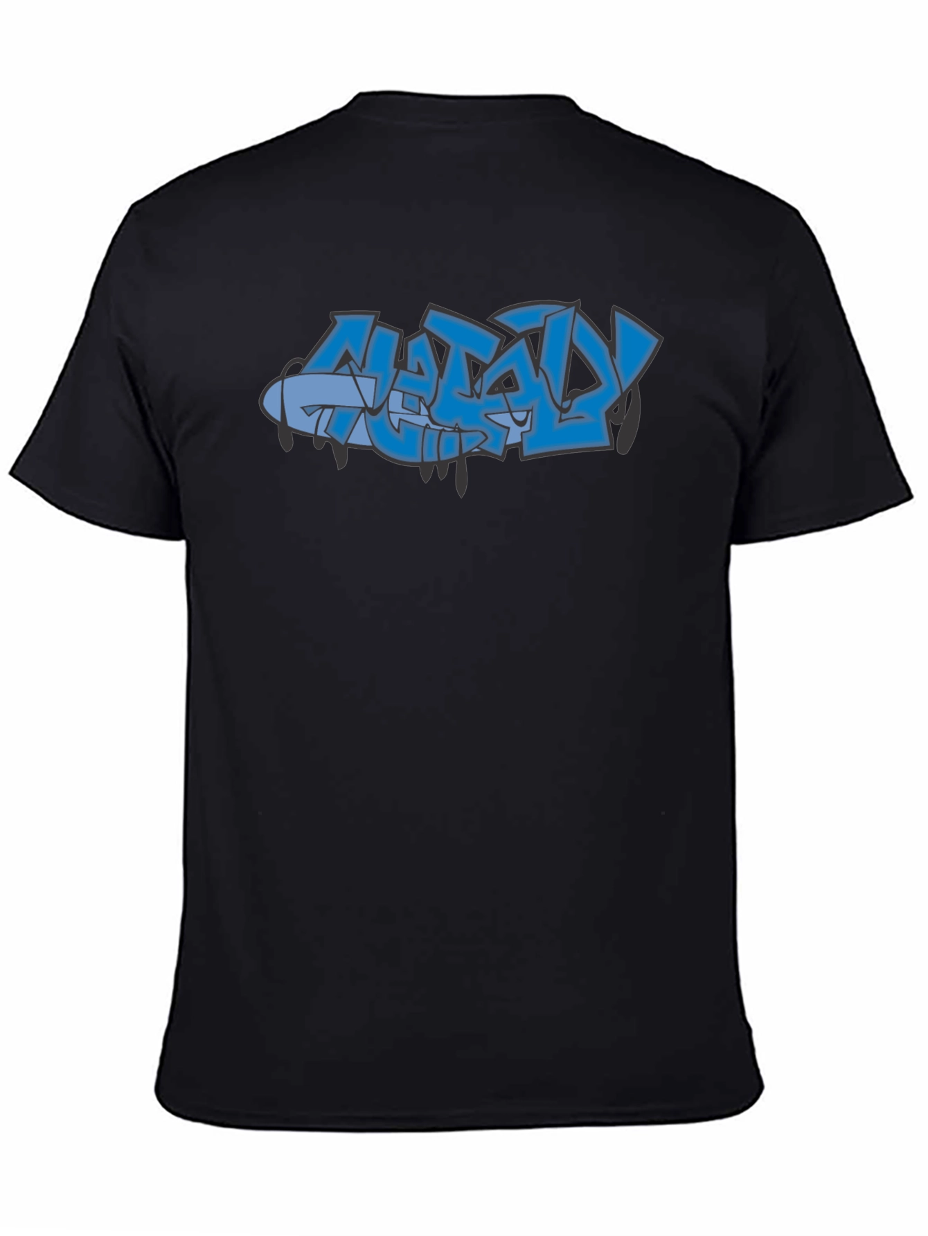 Stylish Black Graphic Tee with Graffiti Design