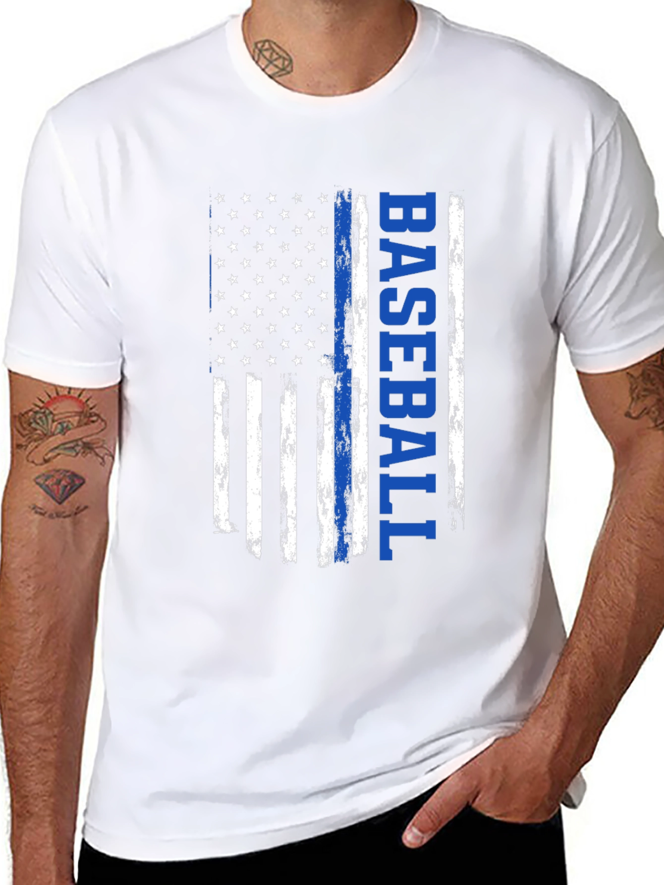Baseball American Flag Graphic T-Shirt