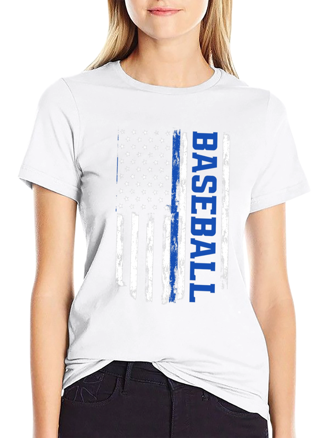 Baseball American Flag Graphic T-Shirt