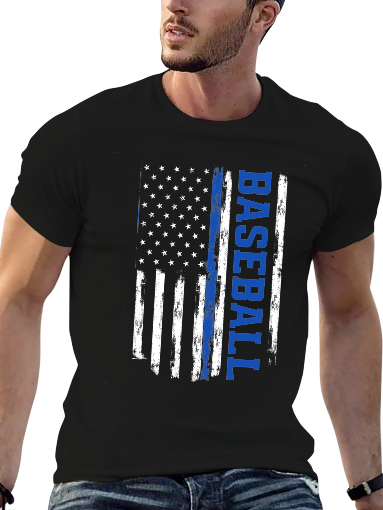 Baseball American Flag Graphic T-Shirt