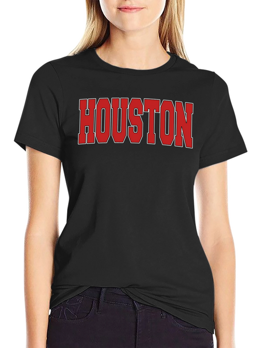 Houston Text Print Crew Neck Short Sleeve T-Shirt