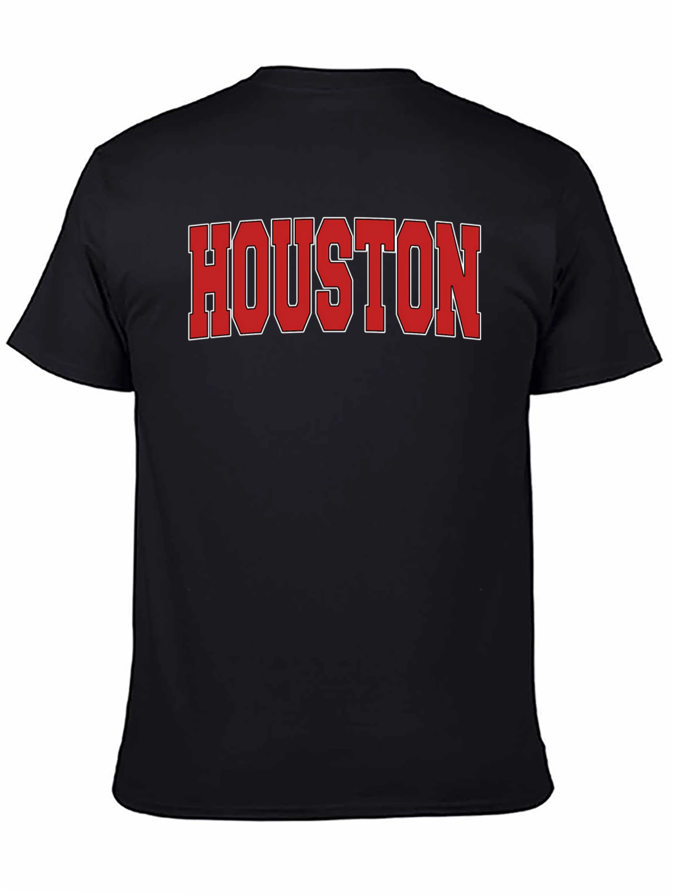 Houston Text Print Crew Neck Short Sleeve T-Shirt